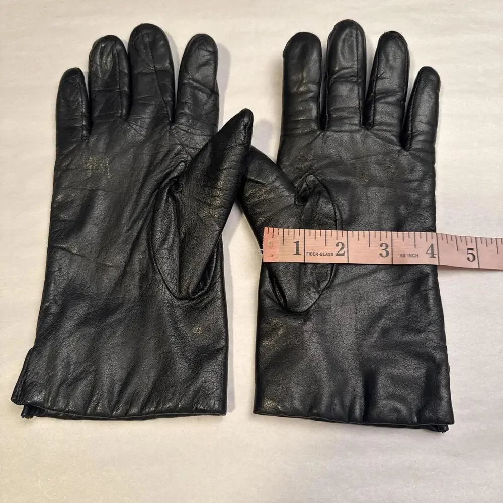 Vintage LANDS’ END black Genuine Leather Gloves‎ - Insulated size 7.5